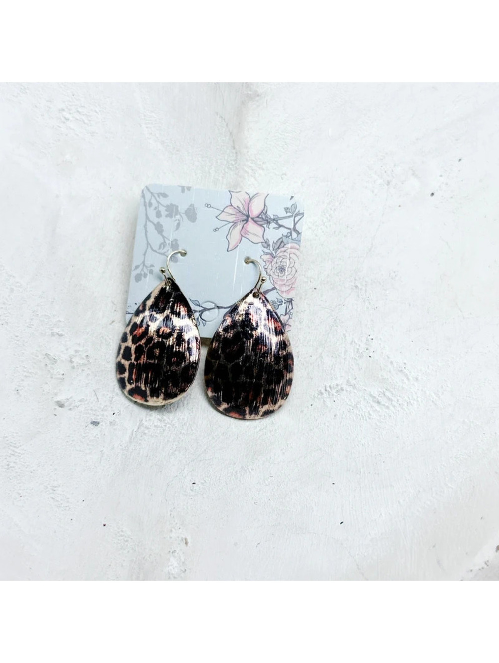 1351mc. Leopard Print Earrings Bronze